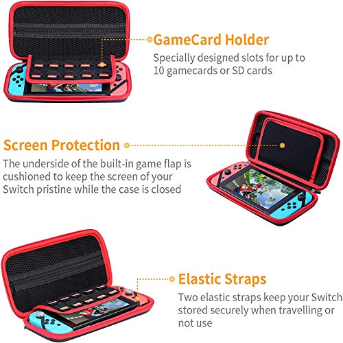 HEYSTOP Compatible con Nintendo Switch Accesorio, Compatible con Nintendo Switch Funda Funda de Transporte Compatible con Nintendo Switch y Switch Protector de Pantalla Apretones de Pulgar