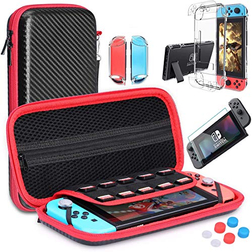 HEYSTOP Compatible con Nintendo Switch Accesorio, Compatible con Nintendo Switch Funda Funda de Transporte Compatible con Nintendo Switch y Switch Protector de Pantalla Apretones de Pulgar