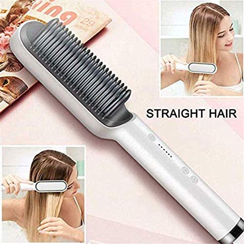 HHYSPA Hair Straightener Brush, 2 in 1 Hair Straightener,Professional Electric Hair Straightener Curler Anion Hair Straightening Comb,for Professional Salon at Home (Green)