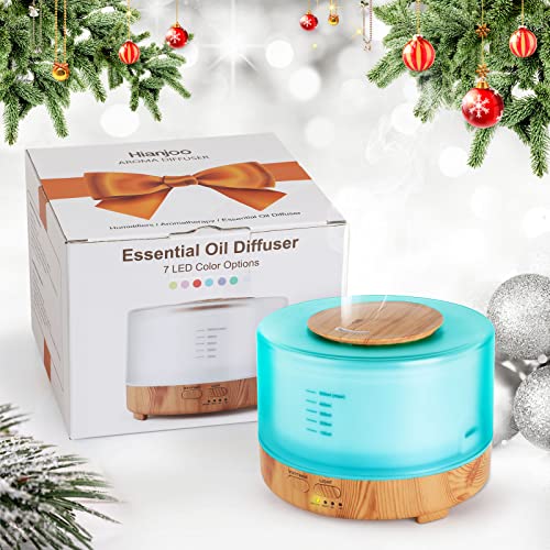 Hianjoo Humidificador Ultrasónico Aroma Difusor 500 ml Difusore Aromaterapia Lámpara 7 LED Colorida con Función de Altavoz de Control Remoto para Yoga Salon Spa Vivir Dormir Bañarse Hotel, Marrón