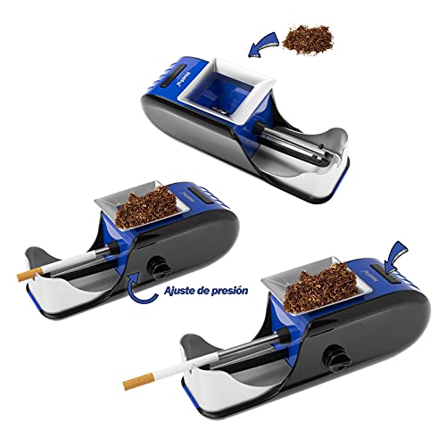 HIBRON Maquina Electrica Entubadora De Cigarros Tubos Liar Tabaco Portatil Alta Calidad (58002 Azul)