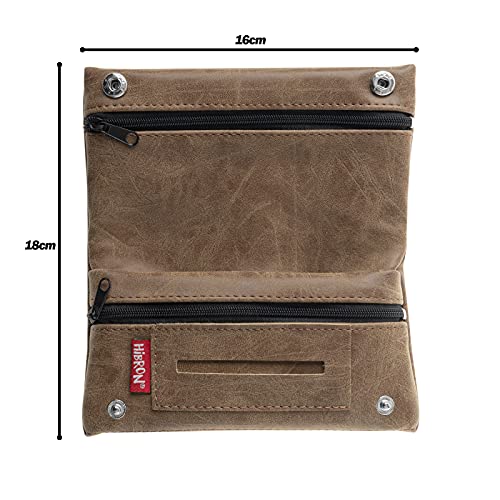 HIBRON Tabaquera Pitillera Funda Bolso para Tabaco de Liar Cuero Estuche para Tabaco de Liar, 58105 Marrón