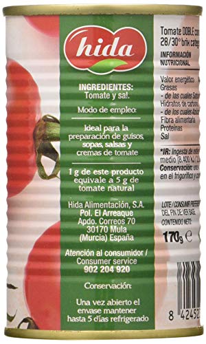 Hida Tomate Doble Concentrado - 170g x 6 Latas - Total: 1020 g
