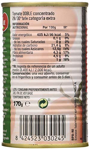 Hida Tomate Doble Concentrado - 170g x 6 Latas - Total: 1020 g