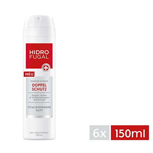 Hidrofugal - Desodorante en spray de doble protección (6 x 150 ml), antitranspirante contra el estrés y el calor, desodorante con aroma revitalizante y protección antibacteriana