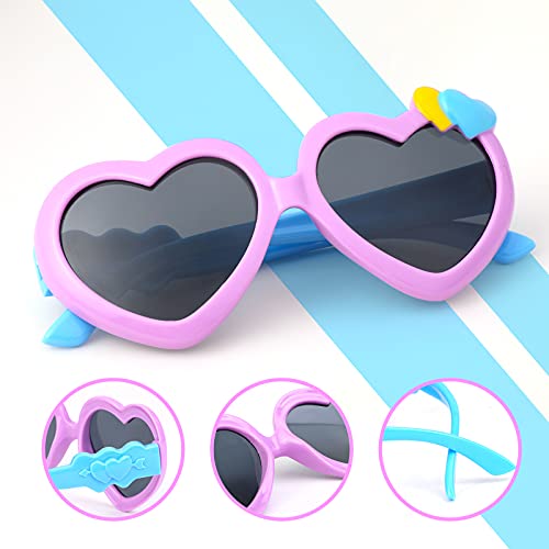 Hifot Gafas de Sol Bebe niña Gafas Sol polarizadas de Goma Suaves en Forma de corazón Gafas de Sol Infantiles UV400 100% protección Rayos UVA y UVB