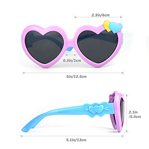 Hifot Gafas de Sol Bebe niña Gafas Sol polarizadas de Goma Suaves en Forma de corazón Gafas de Sol Infantiles UV400 100% protección Rayos UVA y UVB
