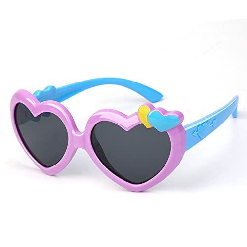 Hifot Gafas de Sol Bebe niña Gafas Sol polarizadas de Goma Suaves en Forma de corazón Gafas de Sol Infantiles UV400 100% protección Rayos UVA y UVB