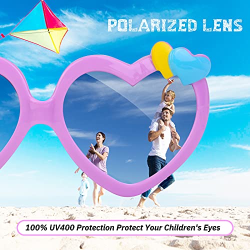 Hifot Gafas de Sol Bebe niña Gafas Sol polarizadas de Goma Suaves en Forma de corazón Gafas de Sol Infantiles UV400 100% protección Rayos UVA y UVB