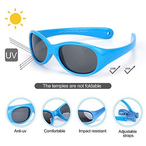 Hifot Gafas de Sol para bebés niño Niña, protección UV polarizadas niños Gafas de Sol templos No Plegable - De 6 Meses a 2 años