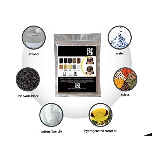 Hilai 1PC Hair Building Fibers,Fibre Construcción de pelo Fibras de Cabello Naturales,Cabello fino y Escaso para Hombres y Mujeres-Efecto Inmediato(Marrón medio)