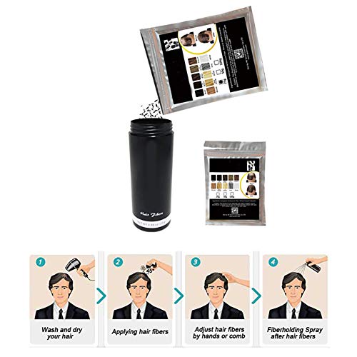 Hilai 1PC Hair Building Fibers,Fibre Construcción de pelo Fibras de Cabello Naturales,Cabello fino y Escaso para Hombres y Mujeres-Efecto Inmediato(Marrón medio)