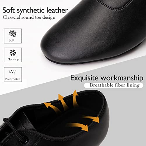 HIPPOSEUS Chico Zapatos de Baile Latino y Moderno, tacón bajo 3.5CM (1.37inches),ES701,Negro Color,EU 44