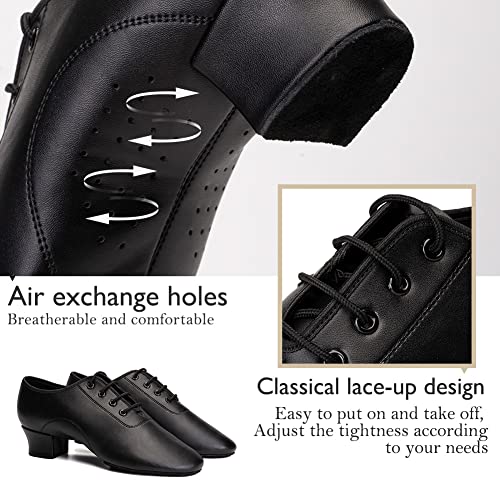 HIPPOSEUS Chico Zapatos de Baile Latino y Moderno, tacón bajo 3.5CM (1.37inches),ES701,Negro Color,EU 44
