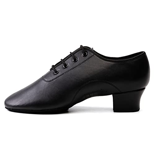 HIPPOSEUS Chico Zapatos de Baile Latino y Moderno, tacón bajo 3.5CM (1.37inches),ES701,Negro Color,EU 44