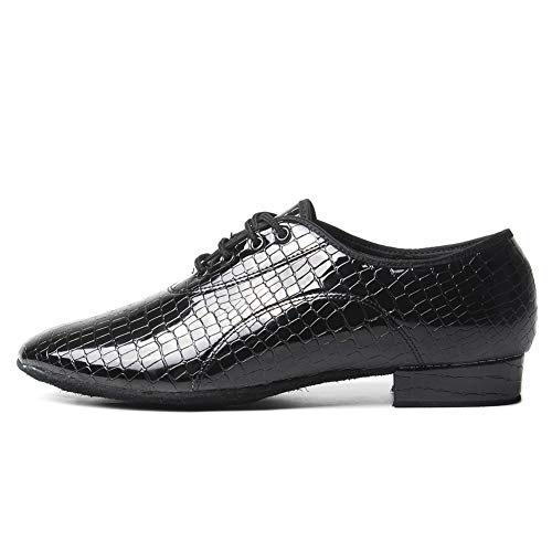 HIPPOSEUS Zapatos de Baile Latino Modernos para Hombres y niños, Zapatos de Baile Social con Cordones para Fiestas de salón y Salsa,Negro,EU 42
