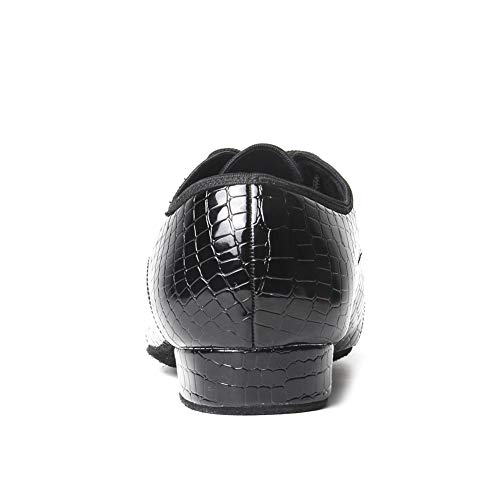 HIPPOSEUS Zapatos de Baile Latino Modernos para Hombres y niños, Zapatos de Baile Social con Cordones para Fiestas de salón y Salsa,Negro,EU 42
