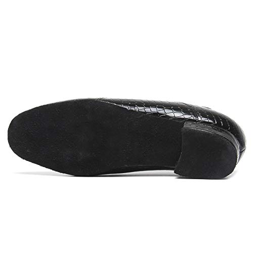 HIPPOSEUS Zapatos de Baile Latino Modernos para Hombres y niños, Zapatos de Baile Social con Cordones para Fiestas de salón y Salsa,Negro,EU 42