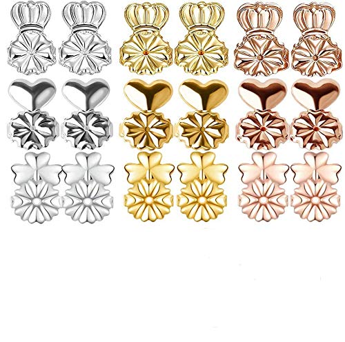 HIQE-FL Levantadores de Pendientes,Elevadores de Pendientes Plata,Pendientes de Aro Plano,Earring Backs,Pendientes de Cierre Clip,Cierre de Pendientes,Pendientes Hombres Diamante