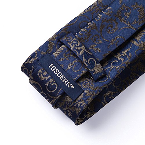 HISDERN Conjunto de panuelo de bolsillo y corbata de paisley floral para hombre