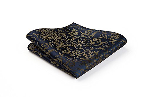 HISDERN Conjunto de panuelo de bolsillo y corbata de paisley floral para hombre