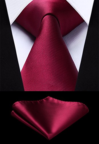 HISDERN Lote 3 PCS Corbata de hombre Cheque de lunares Fiesta de bodas de color solido a rayas Panuelo Corbata y Bolsillo Cuadrado - Conjuntos multiples