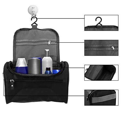 HIWASH Bolsa de Aseo Colgante Bolsa de Aseo Impermeable Bolsa de Viaje de Almacenamiento Bolsa de Ducha Bolsa de Lavado Bolsa de Afeitar para Hombre, artículos de tocador de Gimnasio Durante la Noche
