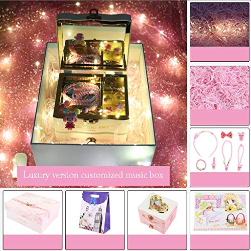 HJHJ Caja de música Creativa Joyero Musical de Bailarina Joyero Musical con Princesa giratoria,Caja de música de plástico para Mujeres,niños,niñas,Amigos (Color : Beige Package 4)