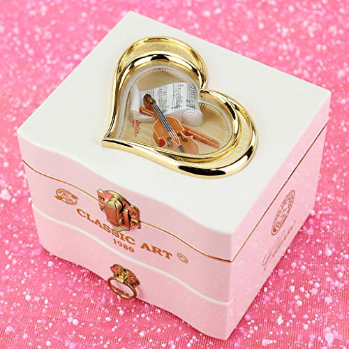 HJHJ Caja de música Creativa Joyero Musical de Bailarina Joyero Musical con Princesa giratoria,Caja de música de plástico para Mujeres,niños,niñas,Amigos (Color : Beige Package 4)