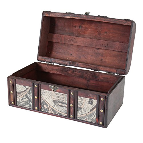 HMF 6410-159 Cofre del Tesoro de Madera con Candado | 38 x 20 x 19 cm | Grande | Cuba