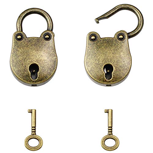 hocadon 2pzs Mini Candados de Estilo Antiguo Vintage con Llaves, Mini Candado de Bronce Antiguo, Candado de Forma de Oso Para Artículos Pequeños Joyas Caja de Equipa