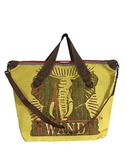 HOGACA Bolso de mano para mujer Mod.4, con diseño de elefante, bolsa de café reciclada, bolsa de granos de café, bolsa de lino, bolsa de playa, hippie y Ibiza, en 9 bonitos colores