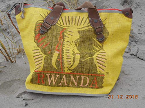 HOGACA Bolso de mano para mujer Mod.4, con diseño de elefante, bolsa de café reciclada, bolsa de granos de café, bolsa de lino, bolsa de playa, hippie y Ibiza, en 9 bonitos colores