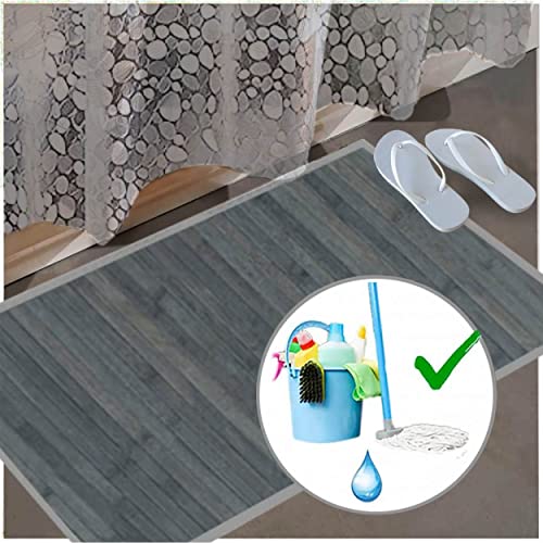HOGAR Y MAS Alfombra BAMBÚ Gris Opal Natur 45X60