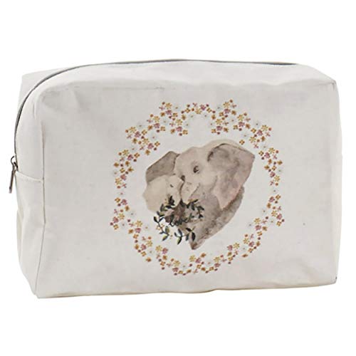 HOGAR Y MAS Neceser de Viaje para Mujer, Neceser de Lienzo y Poliester, Diseño de Elefantes, Neceseres para Maleta, 20x8x14cm