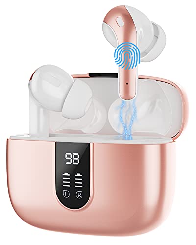 HolaDream Auriculares Inalambricos Deportivos, Auriculares Bluetooth 5.0 Sonido Estéreo, IPX7 Impermeable con Control Táctil In-Ear Auricular con Caja de Carga Portátil y Micrófono Incorporado