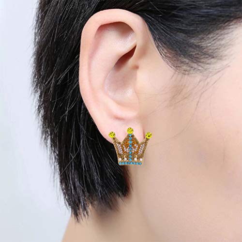 Holibanna Pendientes DE Cristal DE Cristal Pendientes TIENDO: 1 par Princesa Tiara Stud Oreja Cuelga para La Joyería de Traje de Navidad Amarillo