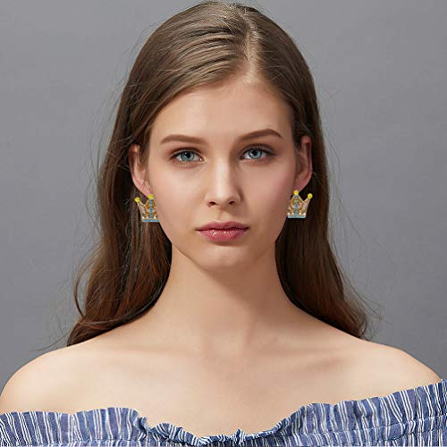 Holibanna Pendientes DE Cristal DE Cristal Pendientes TIENDO: 1 par Princesa Tiara Stud Oreja Cuelga para La Joyería de Traje de Navidad Amarillo