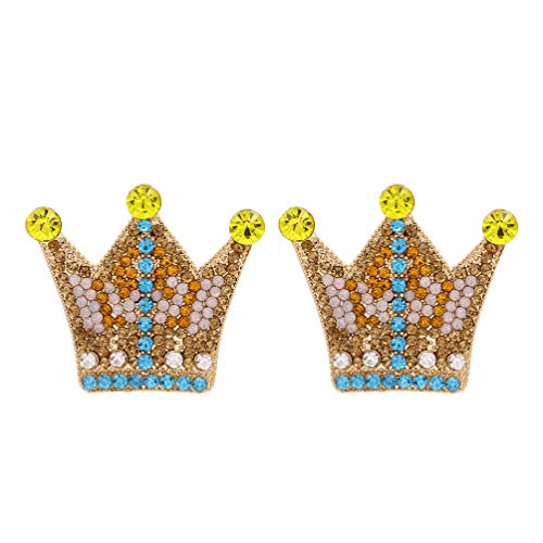 Holibanna Pendientes DE Cristal DE Cristal Pendientes TIENDO: 1 par Princesa Tiara Stud Oreja Cuelga para La Joyería de Traje de Navidad Amarillo