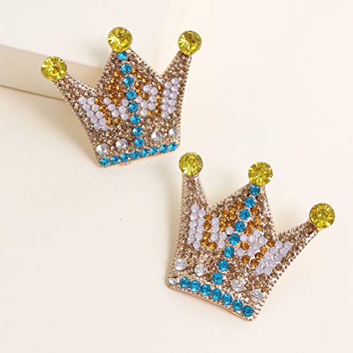 Holibanna Pendientes DE Cristal DE Cristal Pendientes TIENDO: 1 par Princesa Tiara Stud Oreja Cuelga para La Joyería de Traje de Navidad Amarillo
