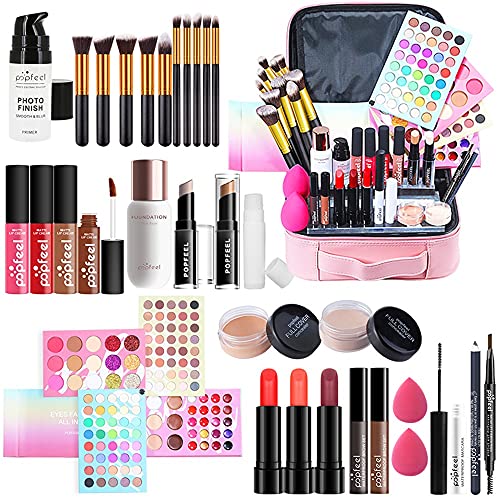 Holzsammlung 36 Piezas Juego de Maquillaje, Set de Maquillaje pour Cara y Labio Make-up, Kit de Inicio Completo con Sombra de Ojos+ Brocha de Maquillaje+Neceser Maquillaje