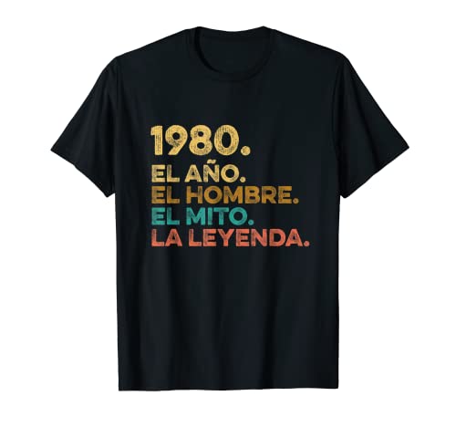 Hombre Año Hombre Mito Leyenda - Cumpleaños Regalo Vintage 1980 Camiseta