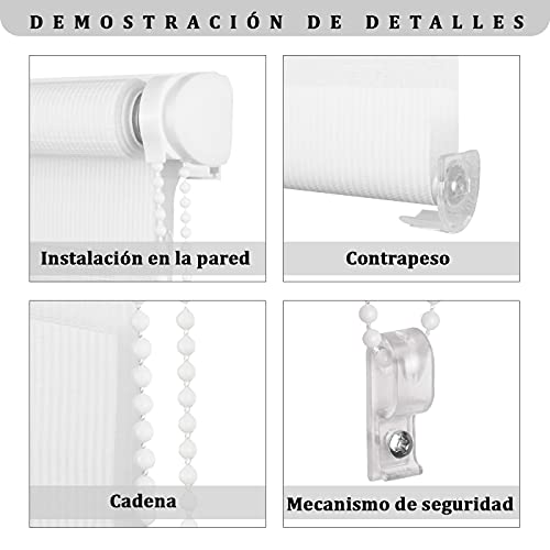 HOME MERCURY - Estor Enrollable de Doble Capa Noche y Día ,fácil instalación (140 X 180 CM, Blanco)