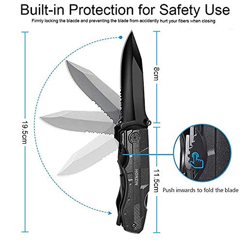 HONZIN navaja multiuso,herramienta multiuso inoxidable,ideal para supervivencia al aire libre, para acampar y para pescadores