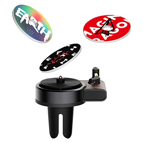 hooks Ambientador de Coche, Pinza de Perfume para Tocadiscos, difusor de Aceite Esencial de Salida de Aire Acondicionado con Plato Giratorio de aromaterapia para Coche con 3 tabletas de aromaterapia