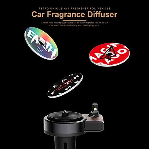 hooks Ambientador de Coche, Pinza de Perfume para Tocadiscos, difusor de Aceite Esencial de Salida de Aire Acondicionado con Plato Giratorio de aromaterapia para Coche con 3 tabletas de aromaterapia