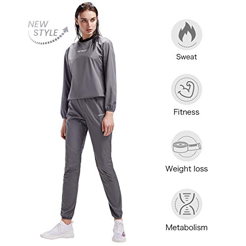 HOTSUIT Sauna adecuadas para Las Mujeres la pérdida de Peso Gimnasio Entrenamiento Chándal Trajes de Sudor, Gris, M