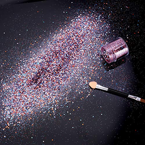 HOWAF 12 Colores Purpurinas Polvo con 2 Piezas Cepillo, Holográficas Brillantes Polvo Lentejuelas for Uñas Cara Cabello Cuerpo, 3D Nail Art Purpurina Manualidades Uñas Glitter Maquillaje Accesorios