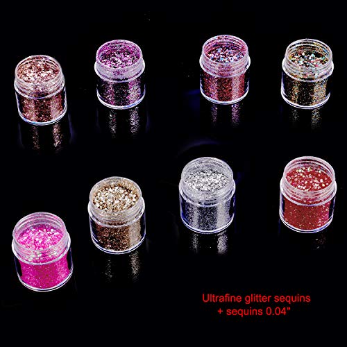 HOWAF 12 Colores Purpurinas Polvo con 2 Piezas Cepillo, Holográficas Brillantes Polvo Lentejuelas for Uñas Cara Cabello Cuerpo, 3D Nail Art Purpurina Manualidades Uñas Glitter Maquillaje Accesorios