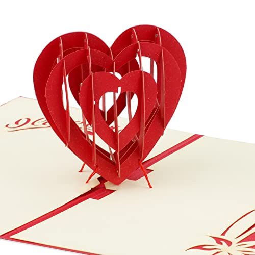 HOWAF 2 Piezas Tridimensional Tarjeta de San Valentín, Pop-up Tarjeta de felicitación diseño de Flores y Corazones para Regalo de San Valentín decoración, Aniversario, Cumpleaños, Invitación de Boda